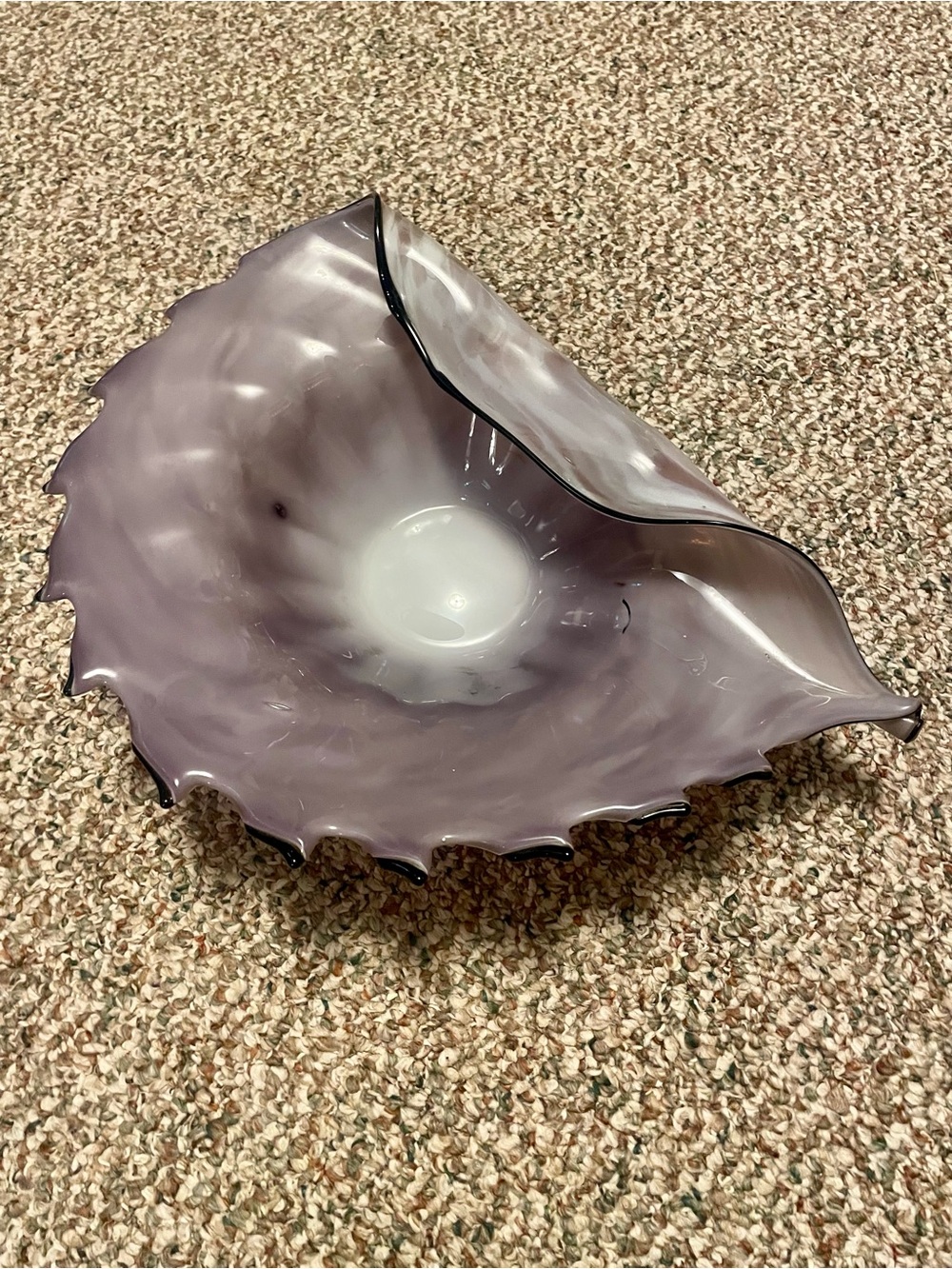 Murano Lavender-Gray Hand-Blown Glass Art Bowl
